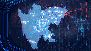 科技感四川省地图区域展示ae模板视频的预览图