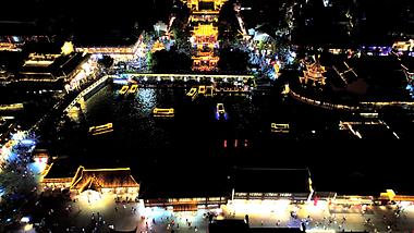 4K航拍南京5A景区夫子庙夜景视频的预览图