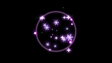 梦幻紫色雪花星星发散光效光带通道素材视频的预览图