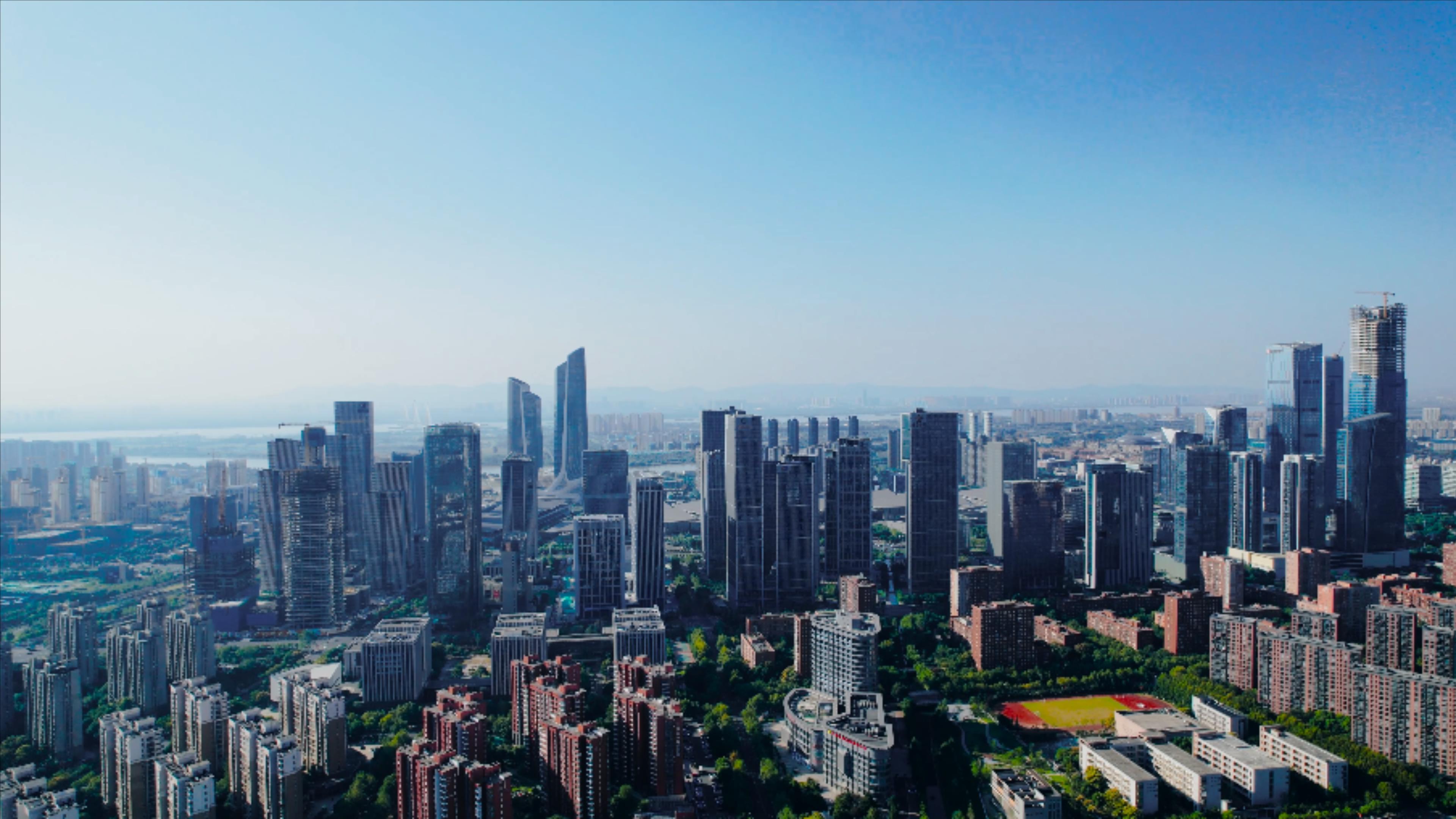 4K航拍南京地标河西CBD河西商务中心视频的预览图
