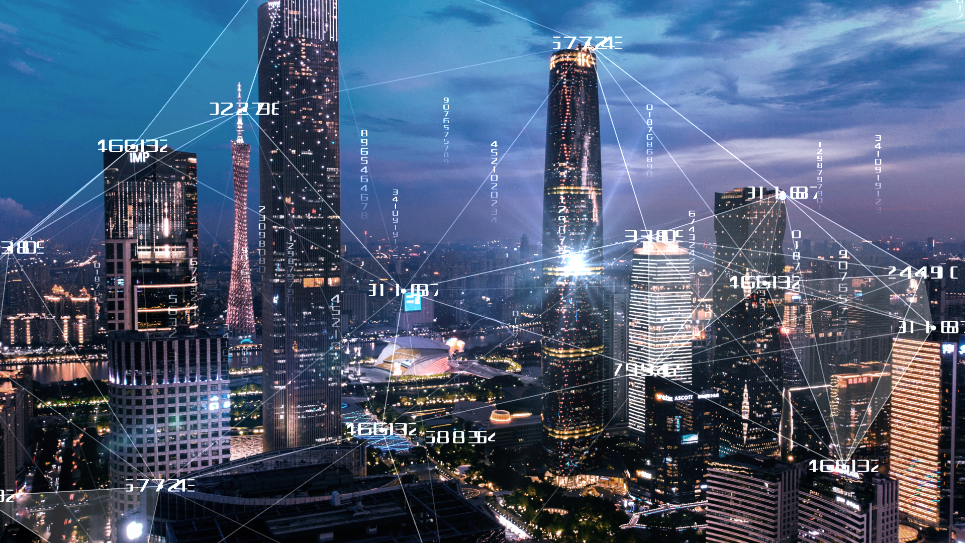 三维点线粒子数据科技城市实景合成AE模板视频的预览图