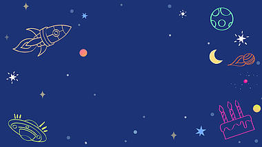 原创蓝色可爱手绘元素童趣宇宙星空视频背景AE模板视频的预览图