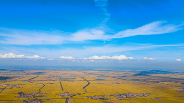 4K航拍唯美平原稻田祖国风景空镜头视频的预览图
