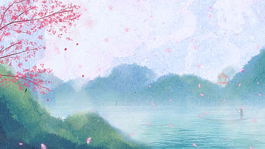 原创清新中国风山水水墨宣纸质感风景视频背景AE模板视频的预览图