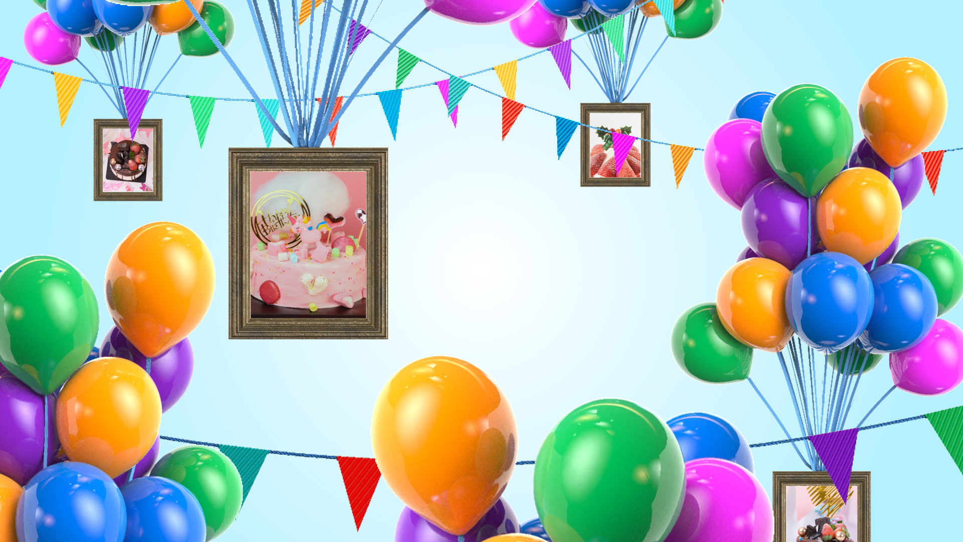 清新三维卡通气球生日祝福图文片头视频的预览图