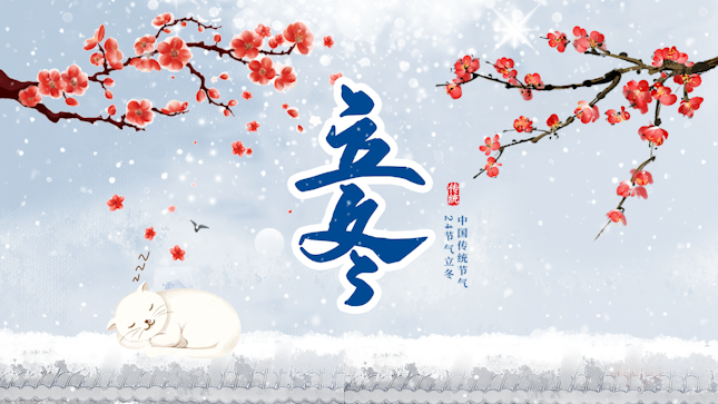 立冬梅花淡蓝色中国风视频片头AE模板视频的预览图