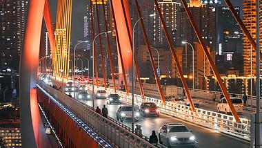 4k重庆城市大桥夜晚车流灯光夜景实拍视频的预览图