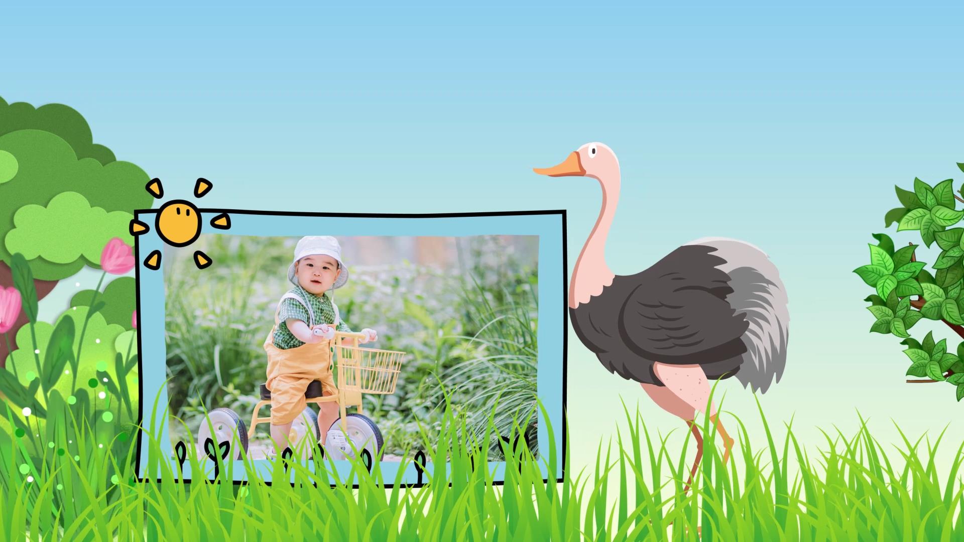 卡通动物园儿童成长相册AE模板视频的预览图