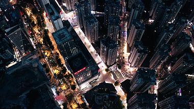 4k航拍俯瞰城市夜晚步行街灯光夜景视频的预览图