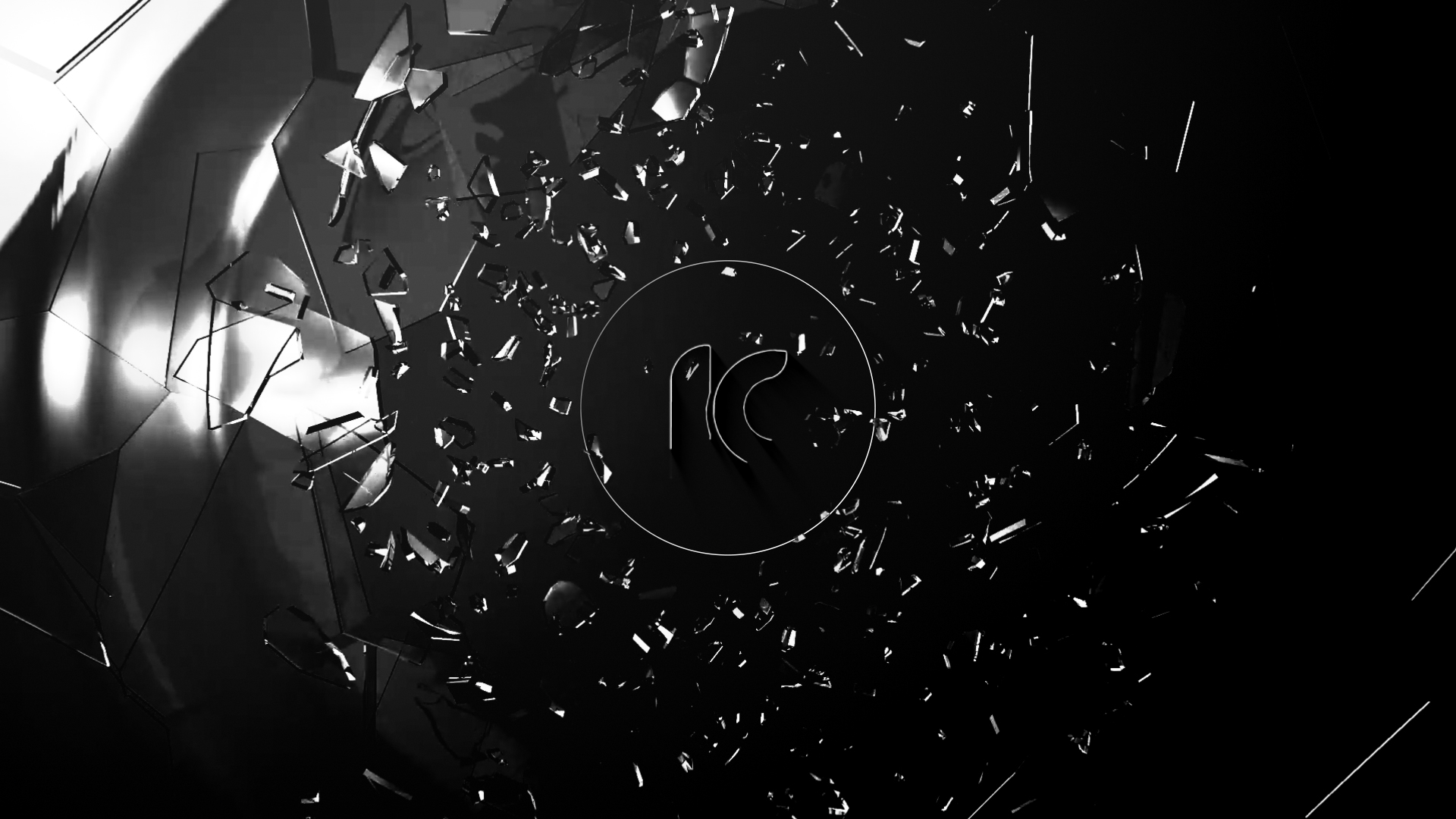 玻璃飞溅碎片logo开场AE模板视频的预览图