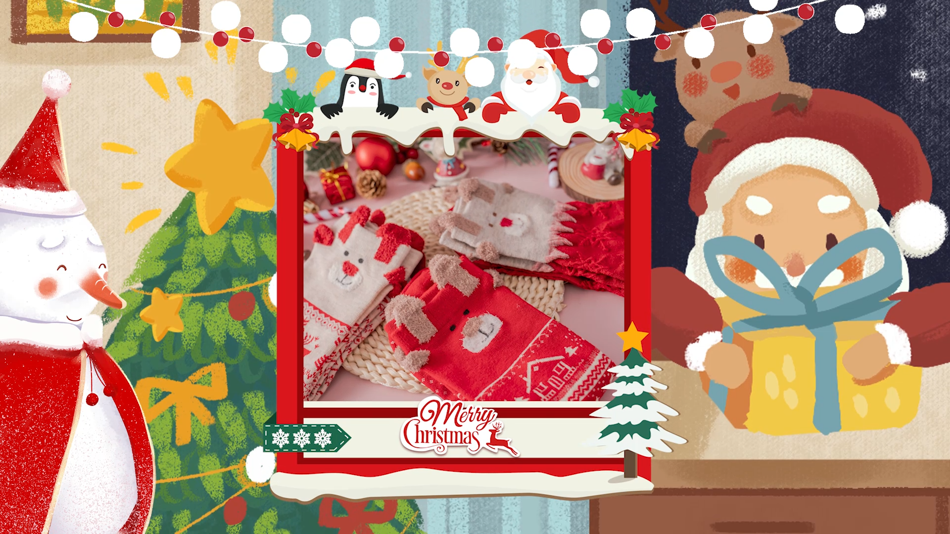 原创红色可爱圣诞时光记录视频模板视频的预览图