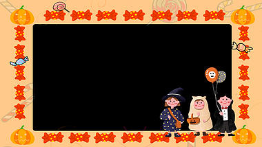 原创卡通可爱南瓜万圣节动态视频边框AE模板视频的预览图