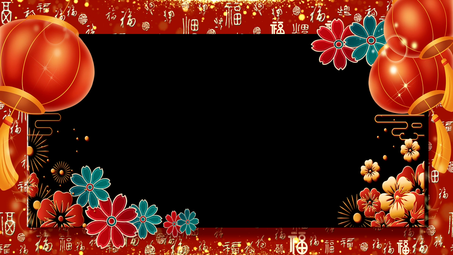 原创新年喜庆红色拜年祝福边框AE模板视频的预览图