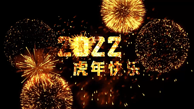 喜庆2022虎年快乐烟花文字新年片头AE模板视频的预览图