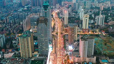 4K武汉城市汉口区繁华夜景航拍实拍视频视频的预览图