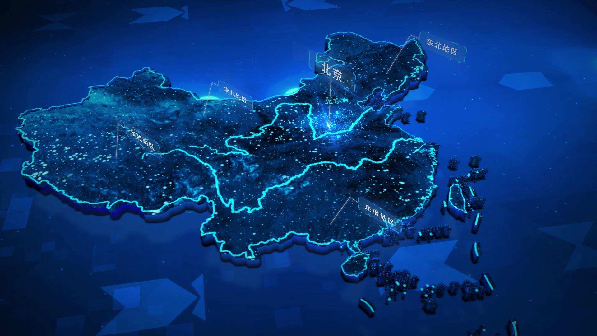 科技光线蓝色地图区域定位AE模板视频的预览图