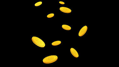 电商漂浮金币金钱钱币挂件装饰带通道视频的预览图