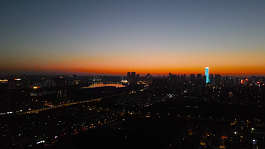4K航拍沈阳城市夕阳黄昏夜景空镜头视频的预览图