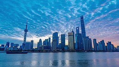 8K震撼延时上海北外滩城市日出风光视频的预览图