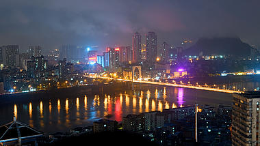 4k柳州城市夜景延时实拍视频视频的预览图