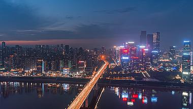 4k重庆江北嘴黄花园大桥车流夜景延时视频的预览图