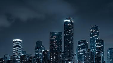 4k蓝冰科技感重庆大楼城市夜景灯光延时视频的预览图