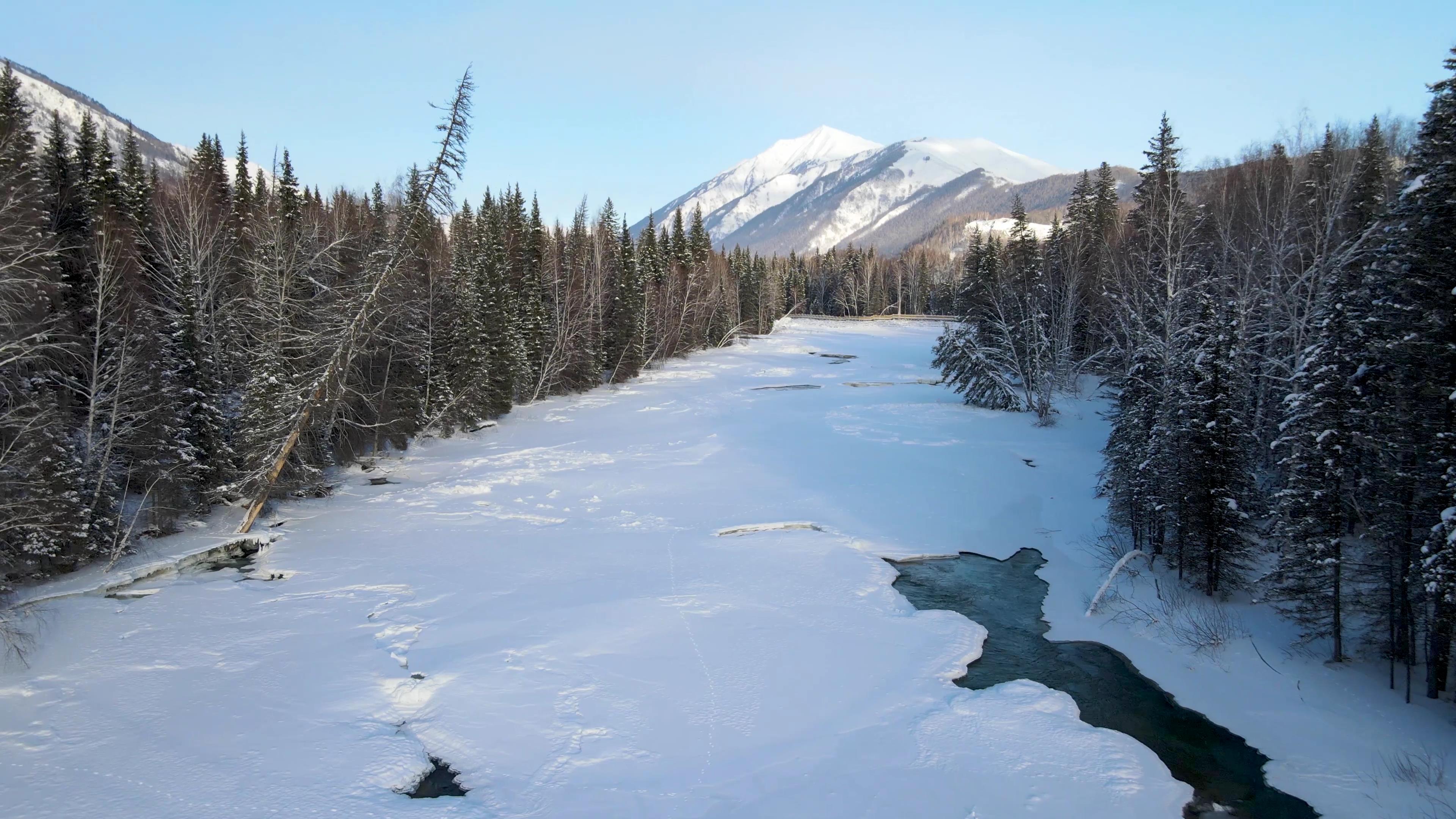 4K航拍北国美景雪景风光视频视频的预览图