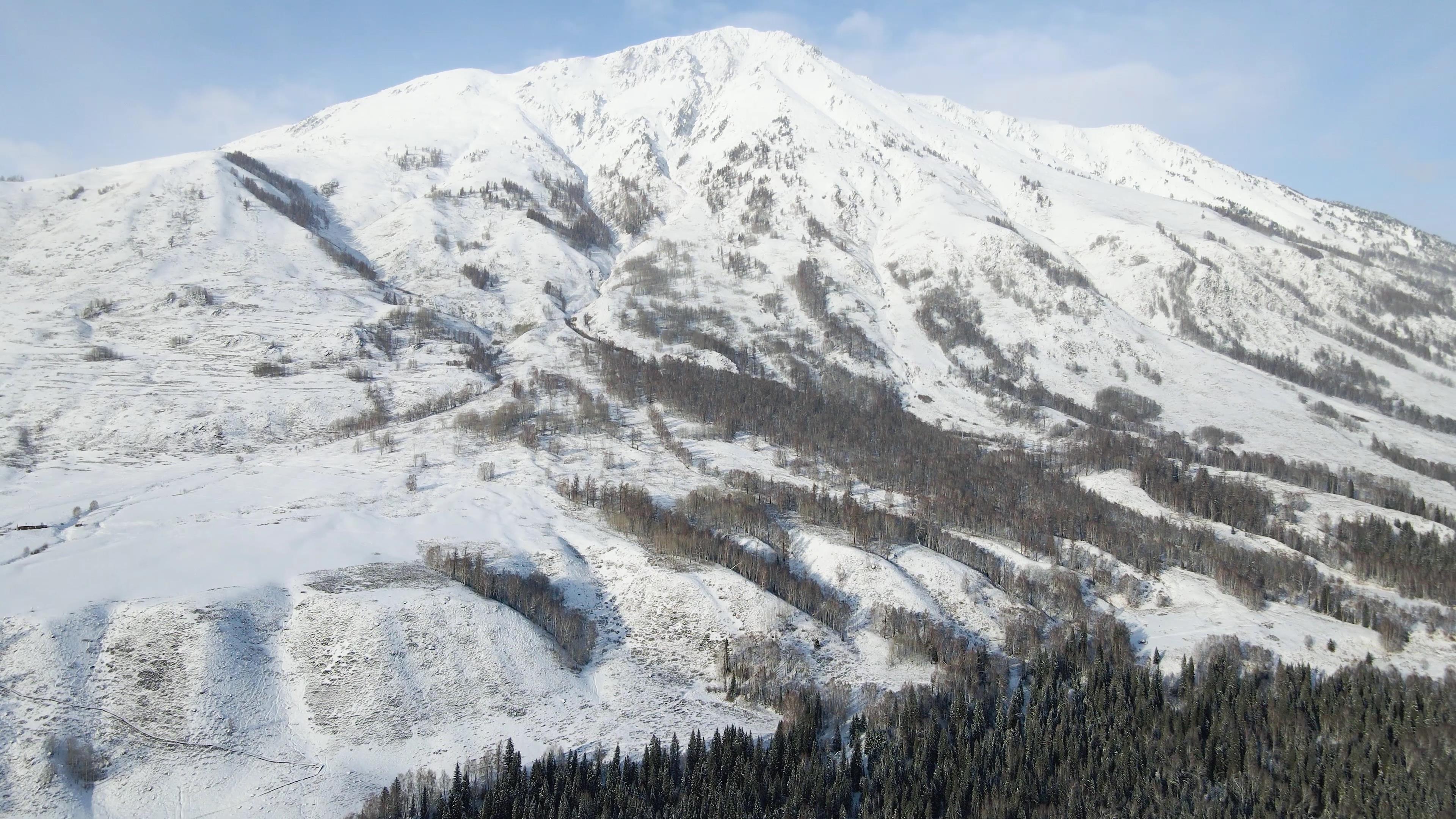 4K冬季冰封天山雪山冬季雪景视频素材视频的预览图