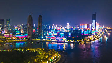 4K航拍震撼武汉江汉路城市全景夜景移动延时视频的预览图