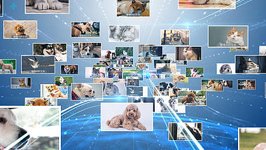 科技感企业文化照片墙展示汇聚LOGO片头视频的预览图