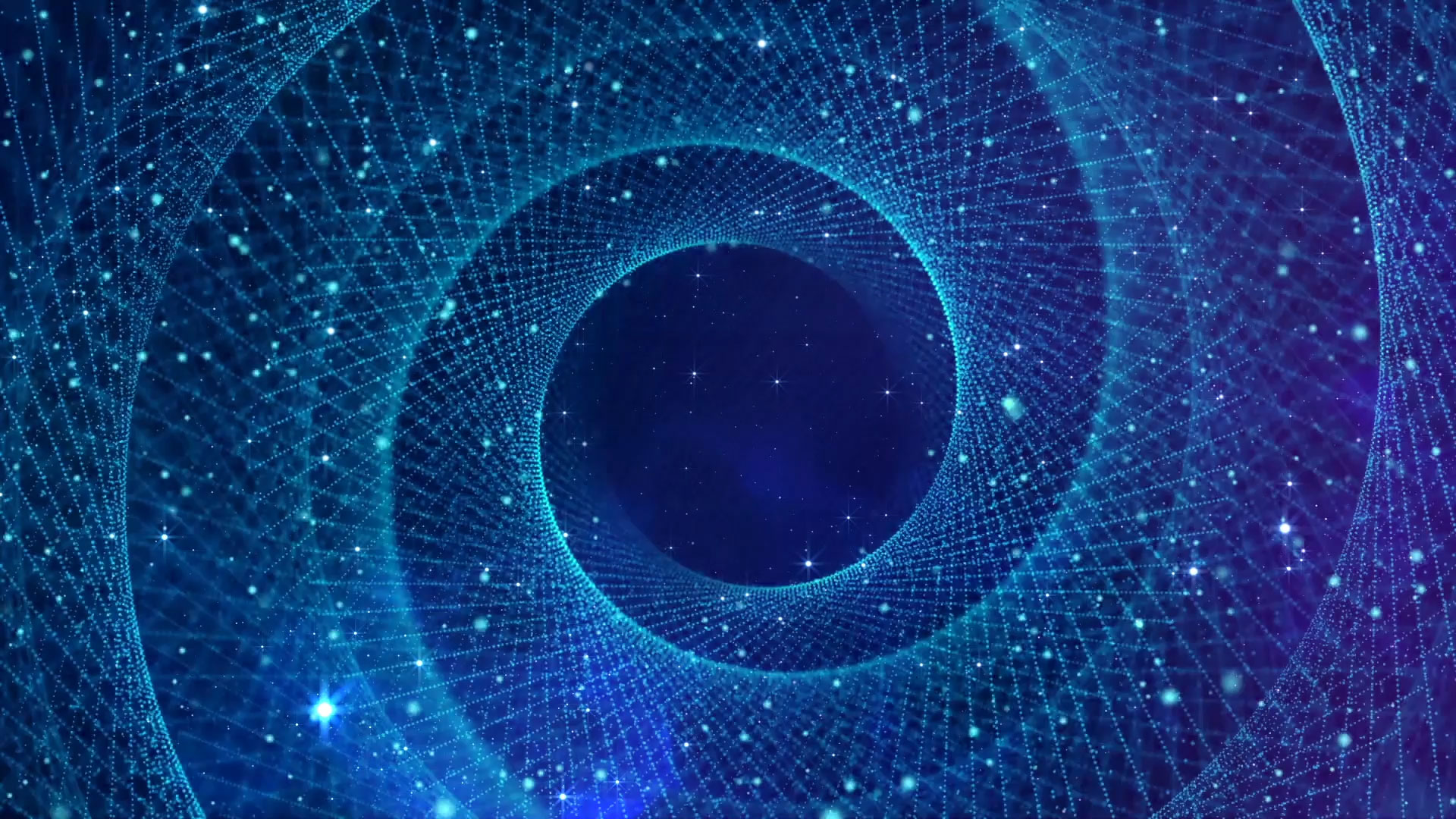 巨幅蓝色粒子年会梦幻旋转蓝色粒子动态视频背景视频的预览图