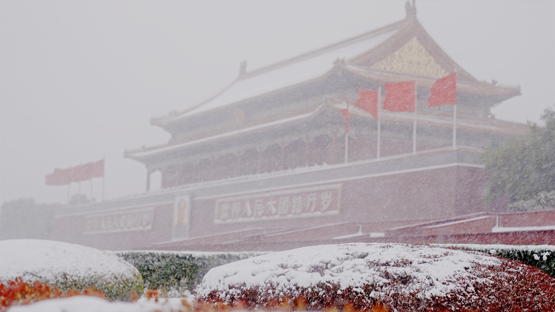 4k北京天安门雪景实拍视频的预览图