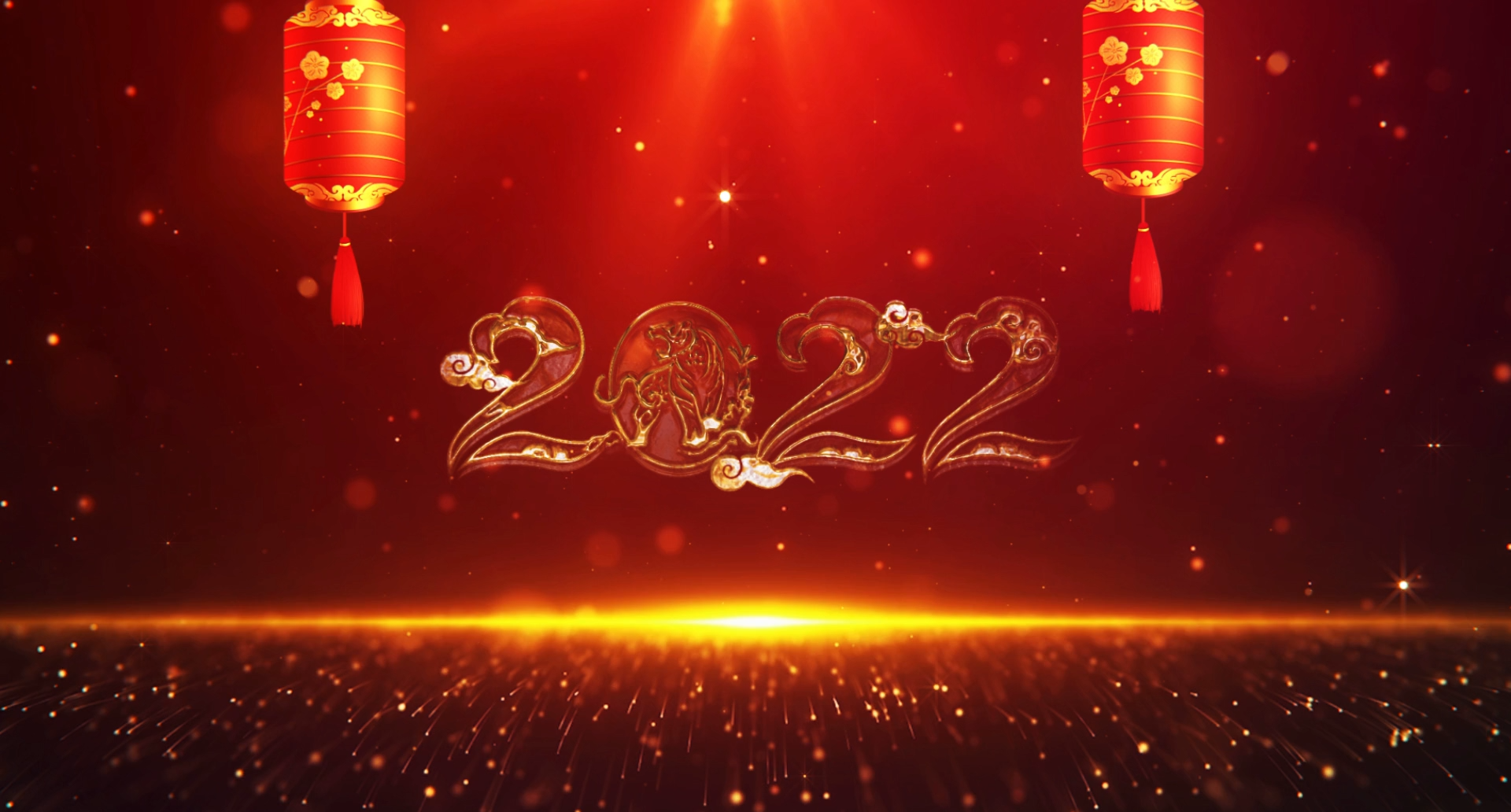 新年喜庆2022虎年红色片头ae模板视频的预览图