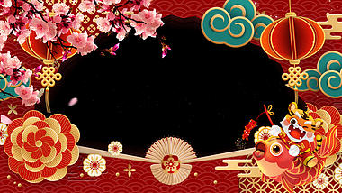 国潮风虎年新年新春拜年祝福边框ae模板带通道视频的预览图