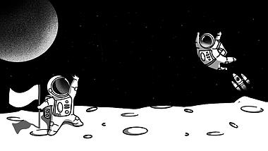 卡通黑白火星宇航员星球探索冬天视频背景视频的预览图