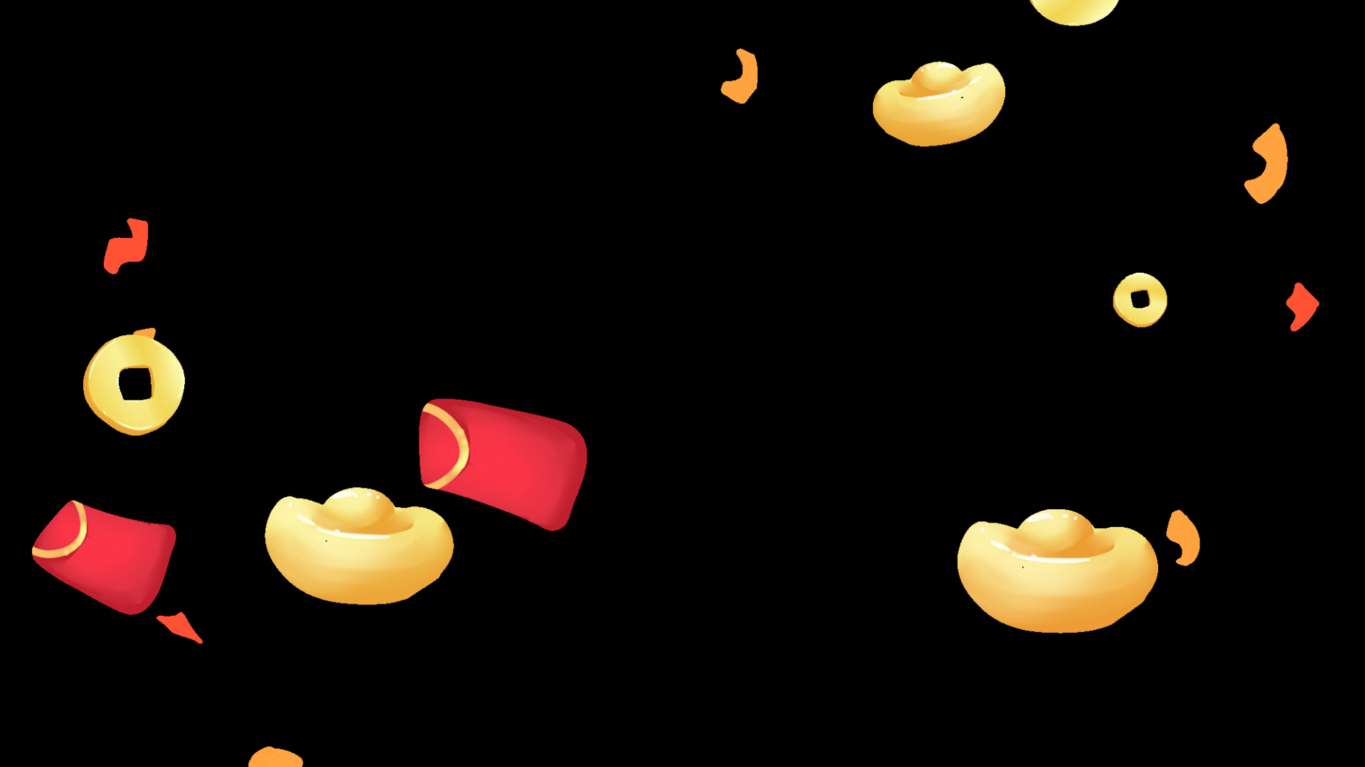 春节新年过年红包金币满天飞漂浮挂件视频的预览图