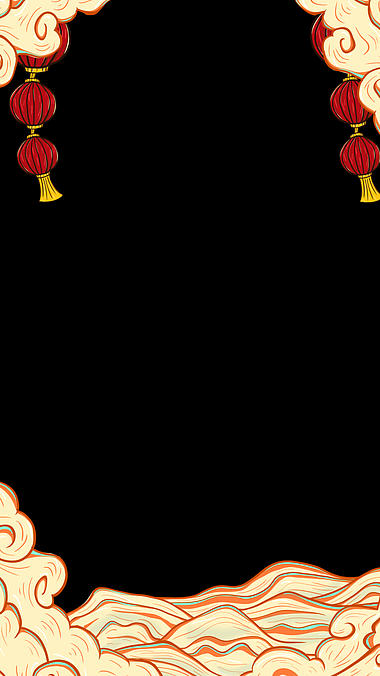 竖屏中国风国潮灯笼祥云喜庆新年动态视频边框视频的预览图