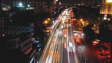 4K夜晚城市交通城市大道车流灯光移动延时摄影视频的预览图