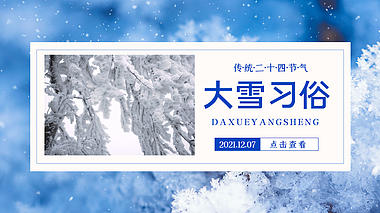 大雪习俗二十四节气蓝色简约视频海报ae模版视频的预览图