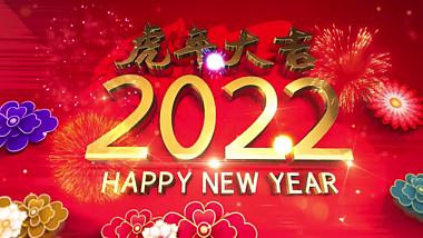 红色喜庆2022虎年春节祝福展示文字AE模板视频的预览图