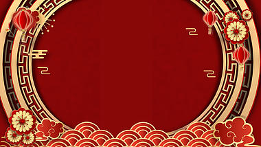 婚礼结婚边框红色中国风视频背景视频的预览图