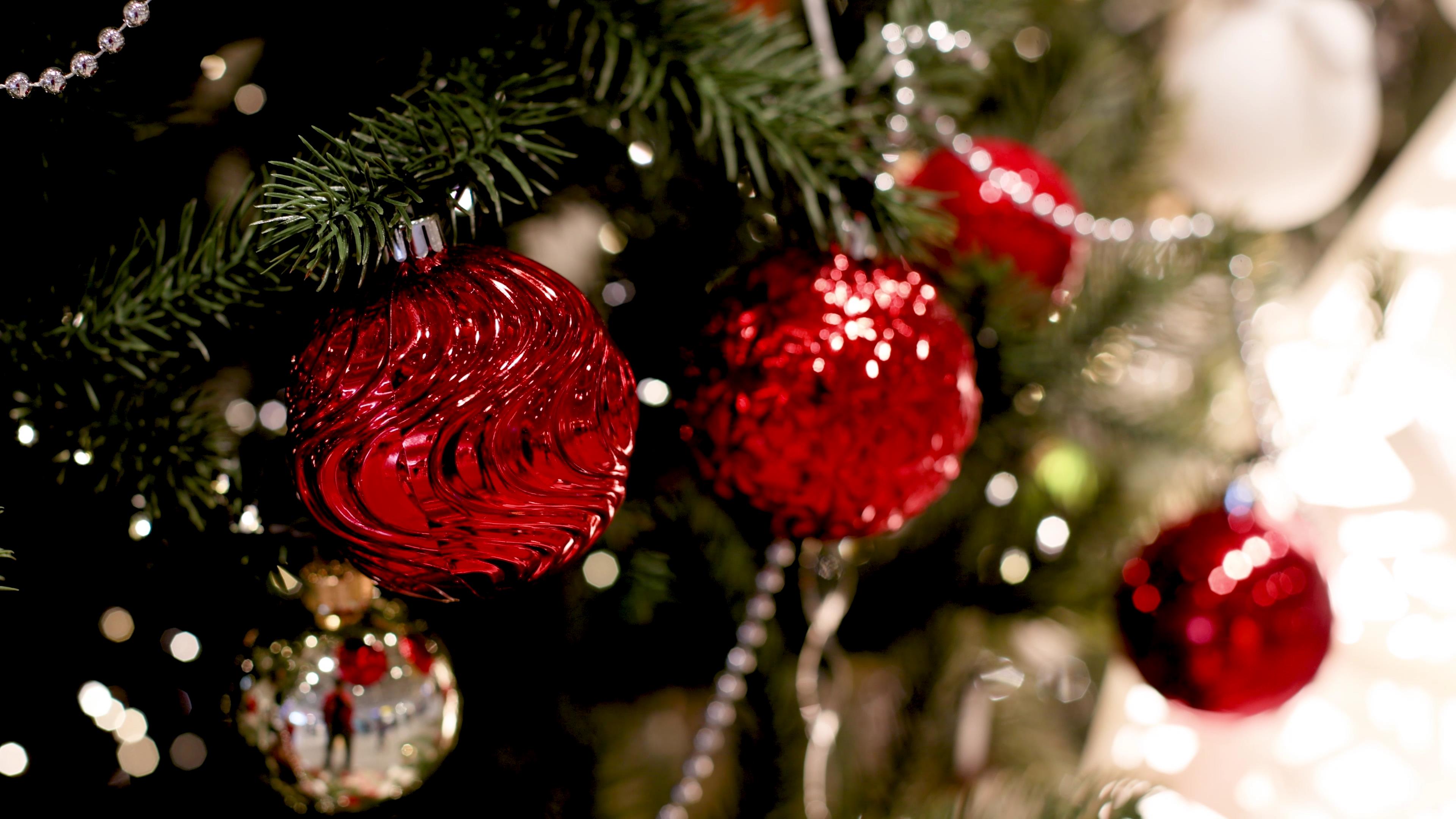 4K实拍红色圣诞球幸运树视频的预览图