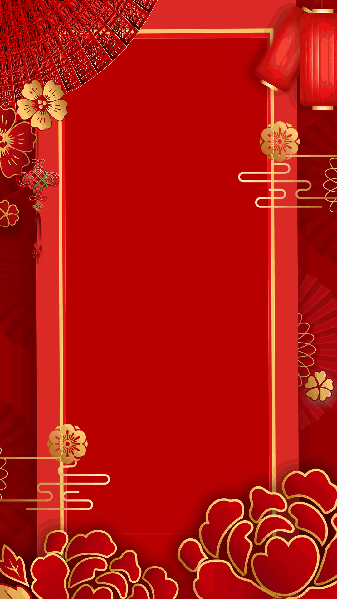 新年元旦春节喜庆红色花朵竖版视频背景海报视频的预览图