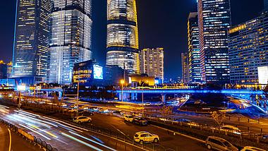 8K延时震撼上海世纪大道城市车流夜景MP44K视频素材