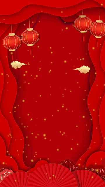 剪纸喜庆灯笼中国风红色新年春节新春竖版视频背景海报视频的预览图