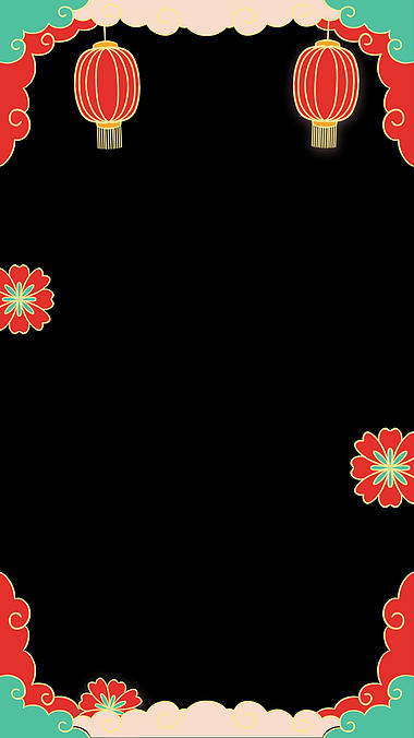 春节新年新春金边灯笼祥云边框剪纸新中式红色视频的预览图