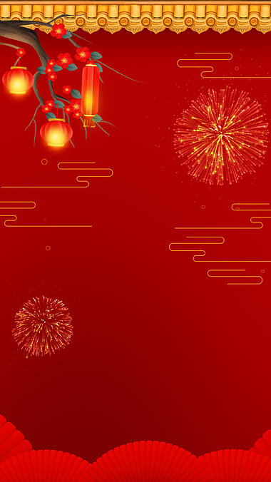竖版新年新春春节元旦灯笼腊梅寒梅红色视频背景视频的预览图