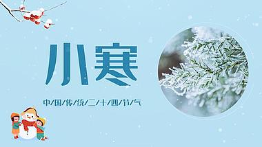 原创蓝色冬季小寒松树二十四节气片头视频AE模板视频的预览图