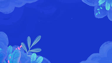 清新手绘克莱因蓝色简约植物视频背景视频的预览图
