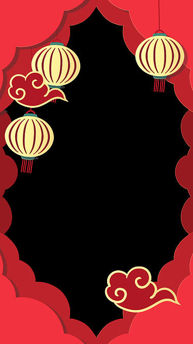 春节新春金色灯笼祥云边框视频的预览图